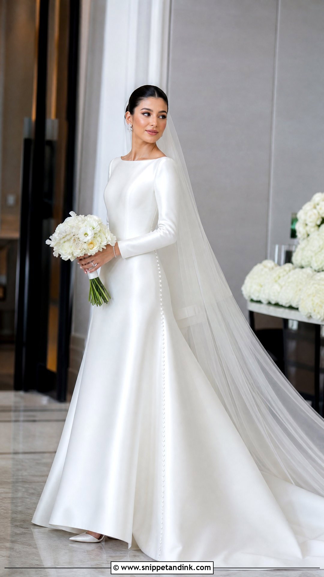 Satin Long Sleeve Sri Lankan Bride Gown - Snippet and Ink - 20 Srilankan Bride Ideas