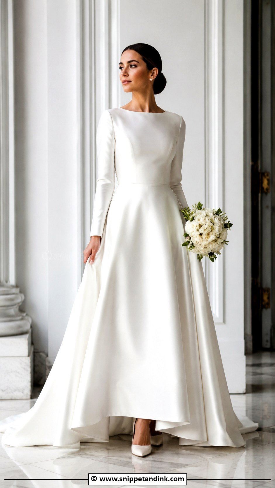 Satin Long Sleeve Wedding Dress - Snippet and Ink - 35 Wedding Dresses with Sleeves