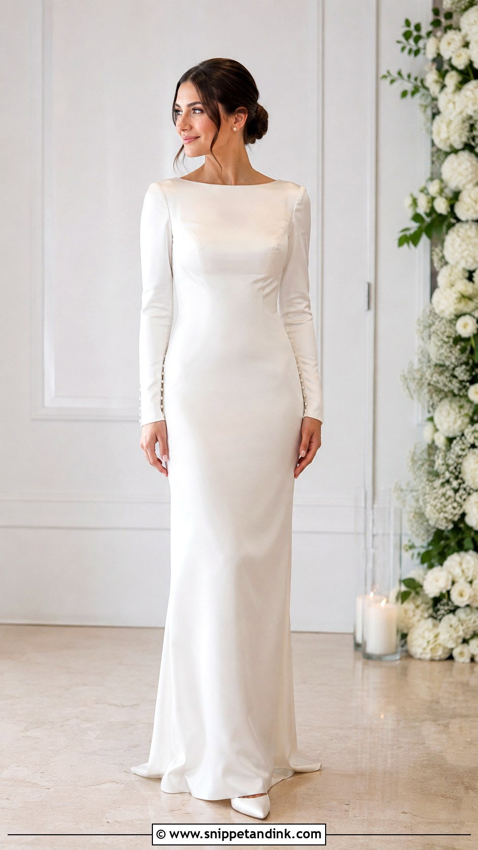 Satin Long Sleeve Wedding Dress - Snippet and Ink - 25 Sleeved Wedding Dress Ideas