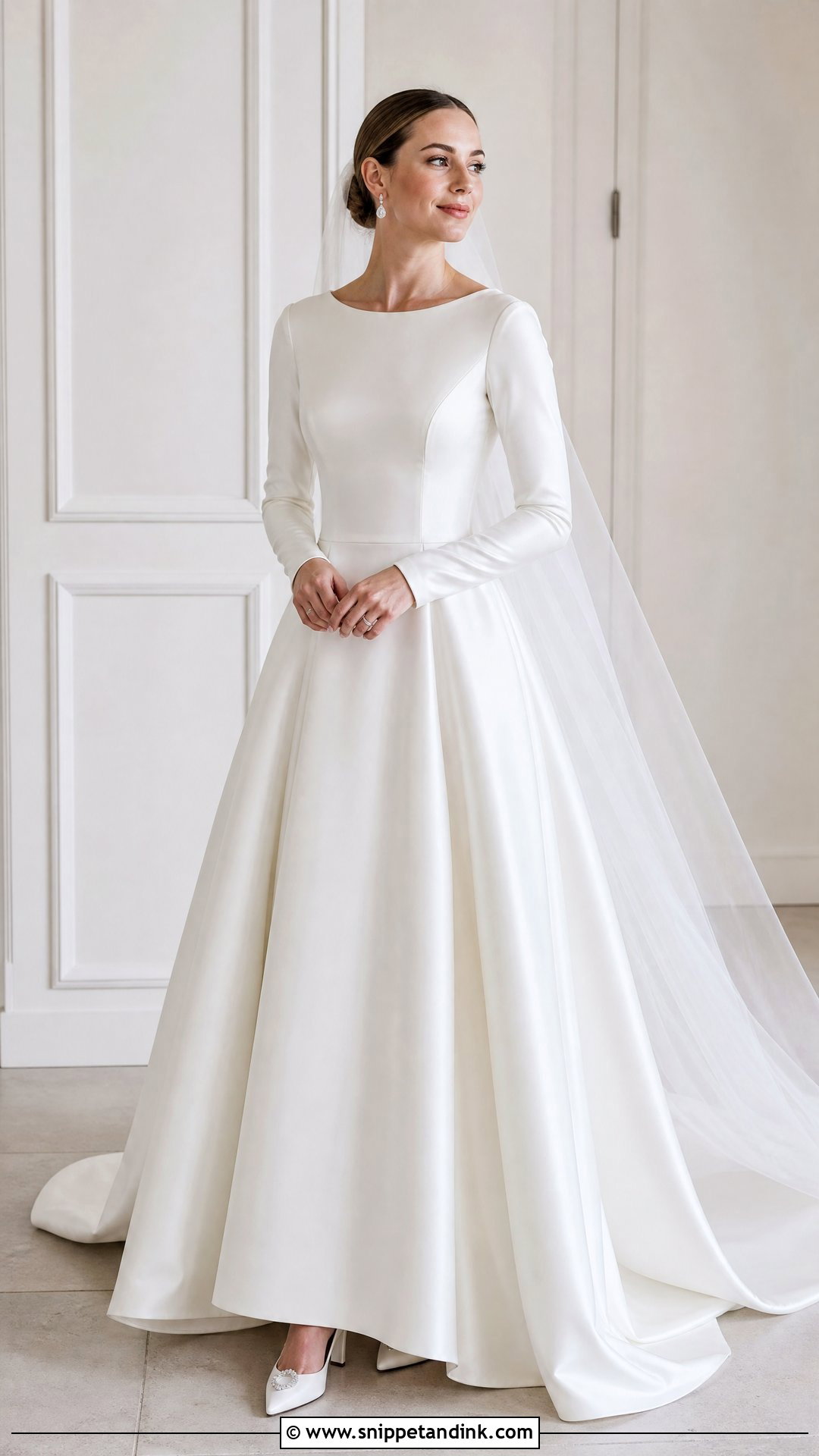 Satin Long Sleeve Wedding Dress - Snippet and Ink - 25 Timeless Wedding Dresses with Sleeves
