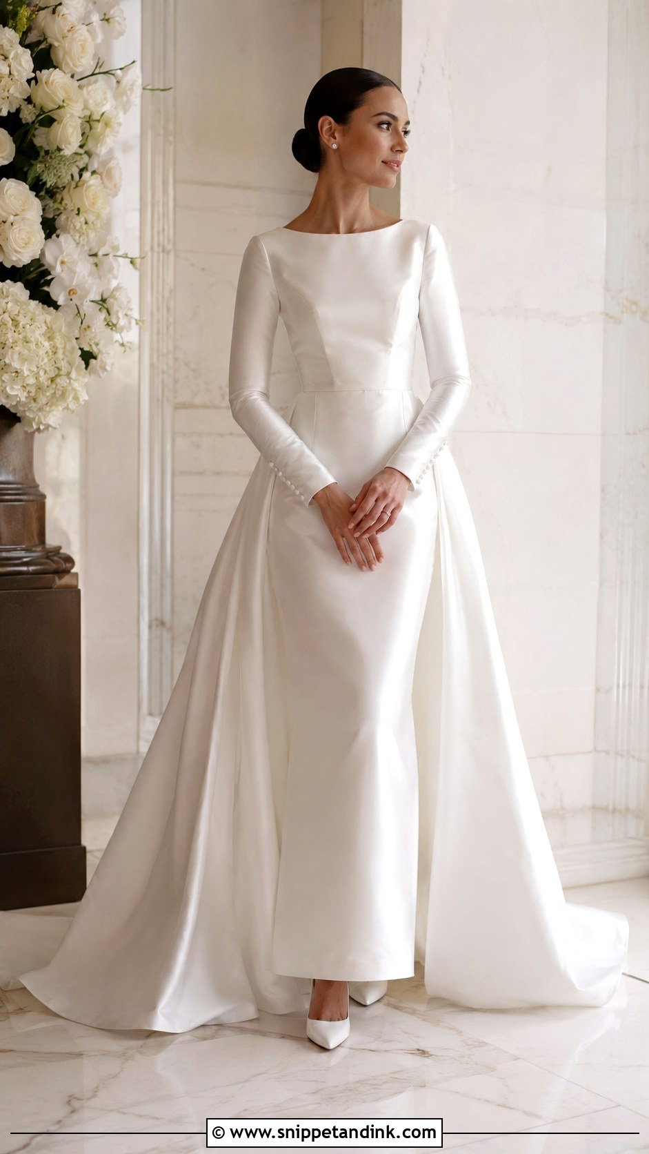 Satin Long Sleeve Wedding Dress - Snippet and Ink - 25 Wedding Dresses with Long Sleeves