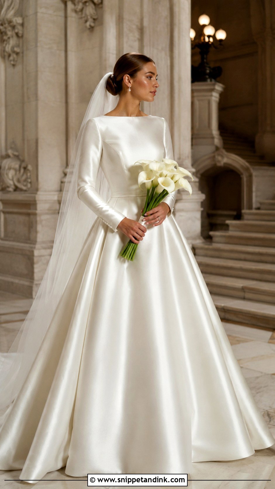 Satin Long Sleeve Wedding Dress - Snippet and Ink - 20 Fairytale Wedding Dress with Sleeves