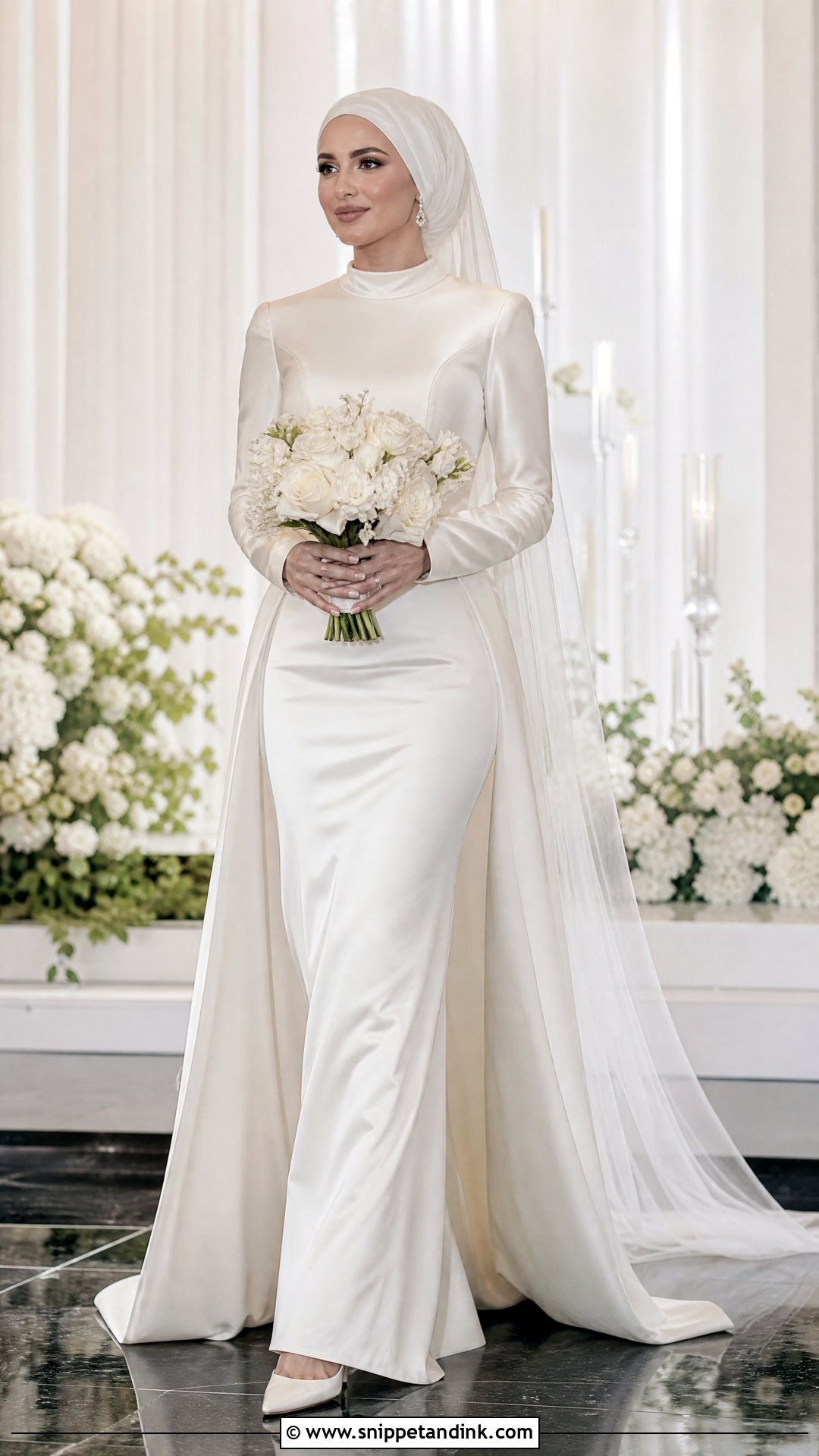 Satin Long Sleeve Wedding Dress Hijab - Snippet and Ink - 25 Simple Wedding Dress Hijab Ideas