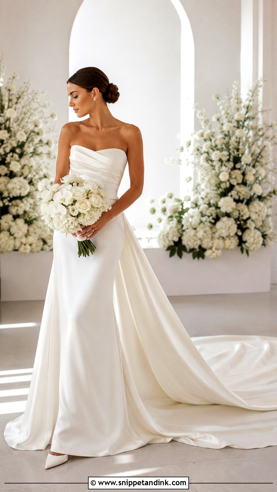 Satin Long Train Wedding Dress - Snippet and Ink - 25 Long Train Wedding Dress Ideas