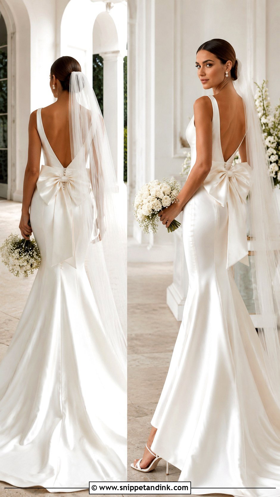 Satin Mermaid Bridal Dress With Bow Back - Snippet and Ink - 25 Mermaid Bridal Dress Ideas