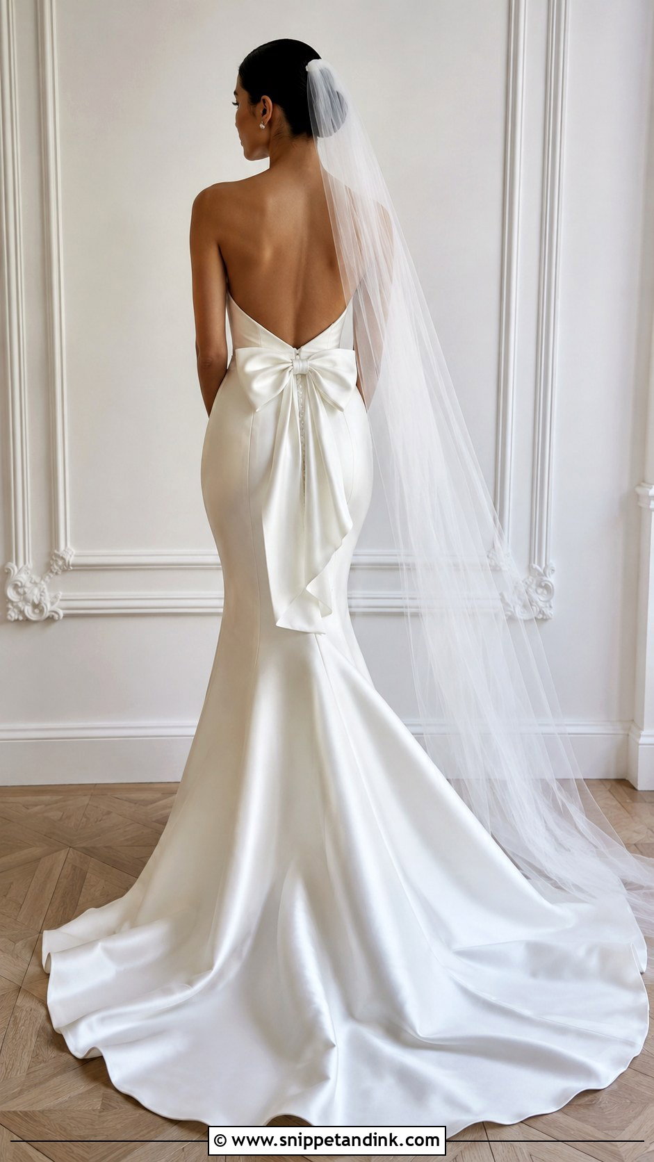 Satin Mermaid Wedding Dress With Bow Back - Snippet and Ink - 25 Satin Mermaid Wedding Dress Ideas