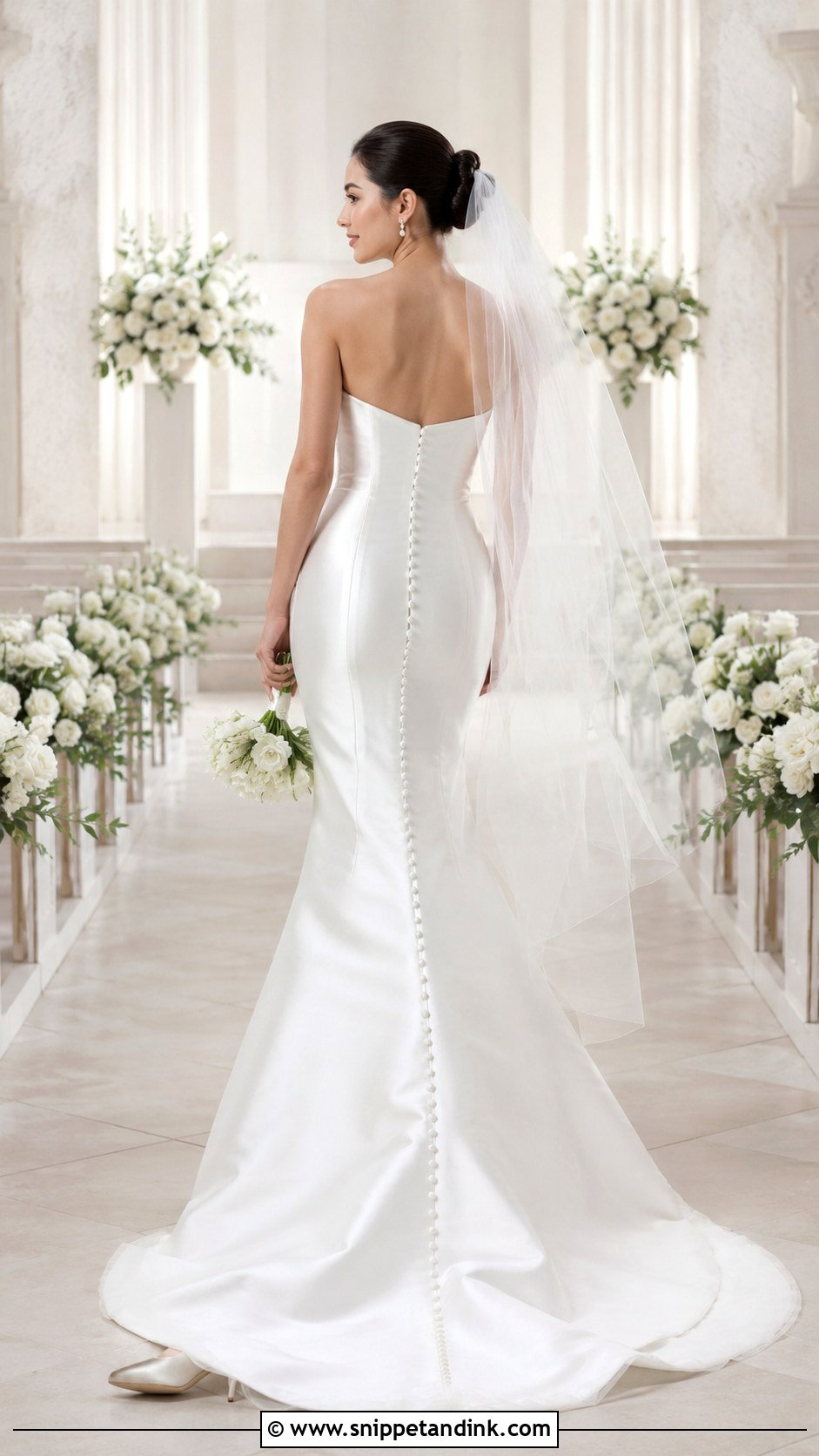 Satin Mermaid Wedding Dress With Button Back - Snippet and Ink - 25 Satin Mermaid Wedding Dress Ideas