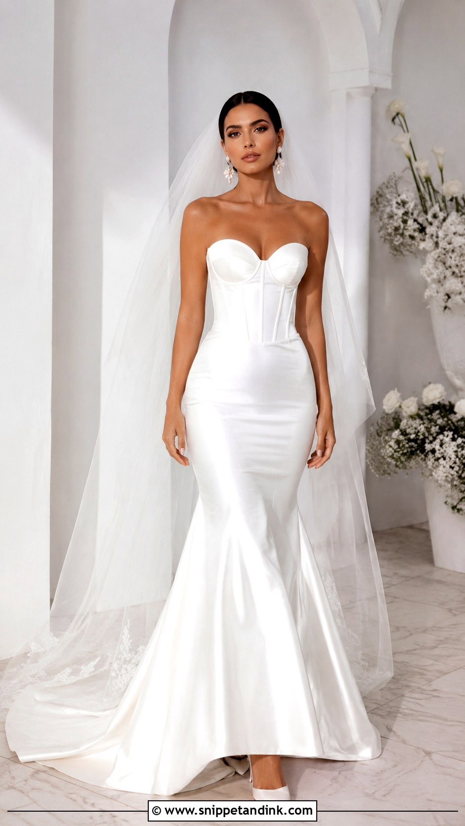Satin Mermaid Wedding Dress With Corset Bodice - Snippet and Ink - 25 Satin Mermaid Wedding Dress Ideas