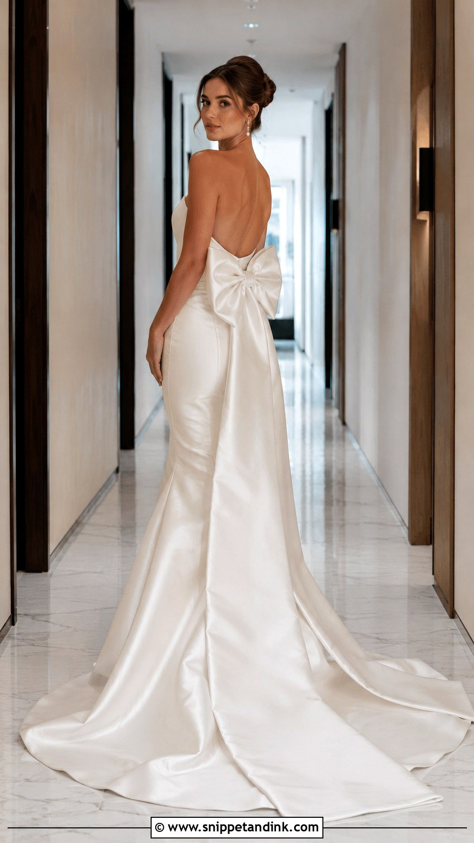 Satin Mermaid Wedding Dress With Detachable Back Bow - Snippet and Ink - 20 Wedding Dress with Bow on Back Ideas