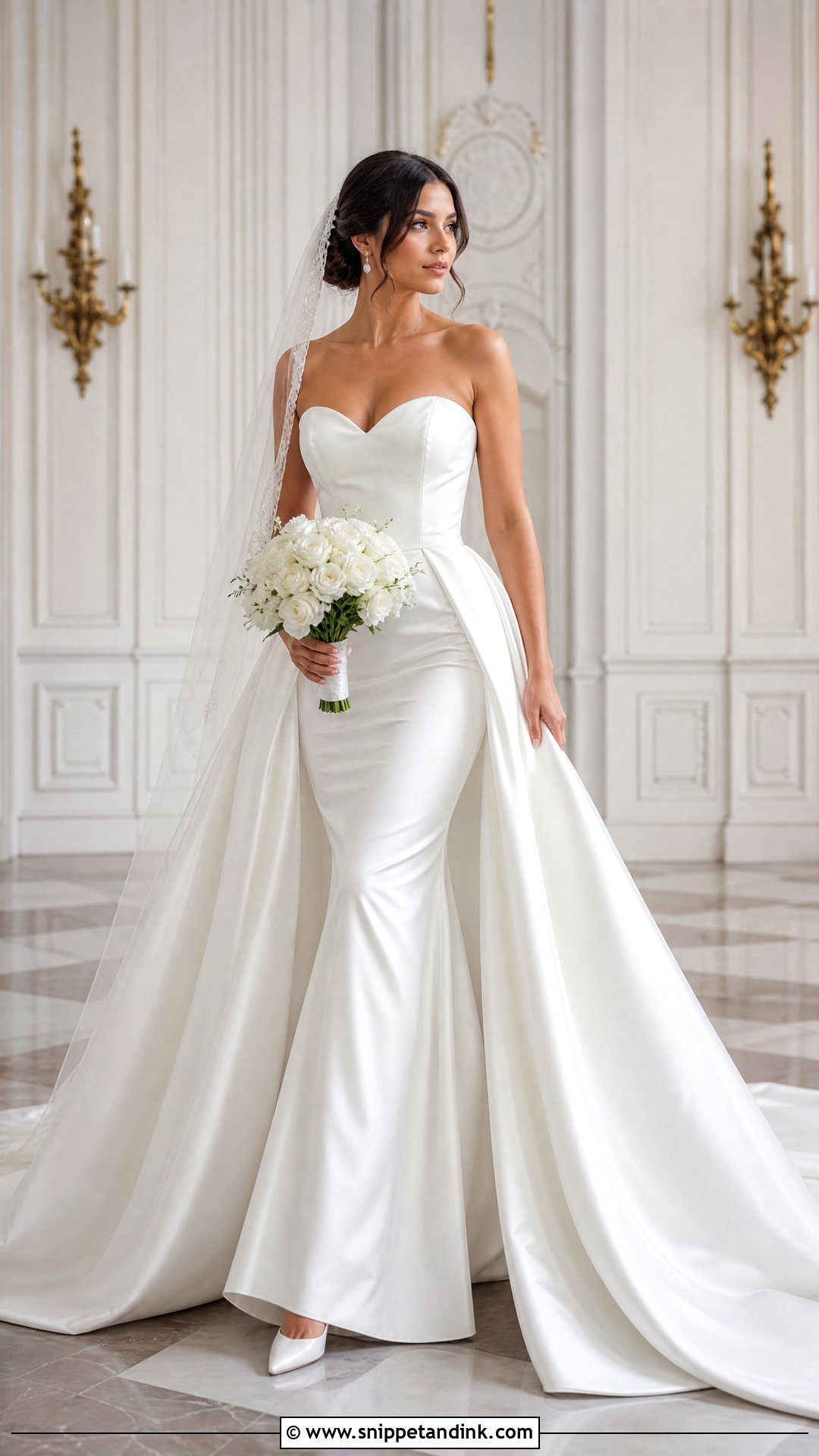 Satin Mermaid Wedding Dress With Detachable Ball Gown Skirt - Snippet and Ink - 20 Wedding Dress Detachable Skirt Ideas