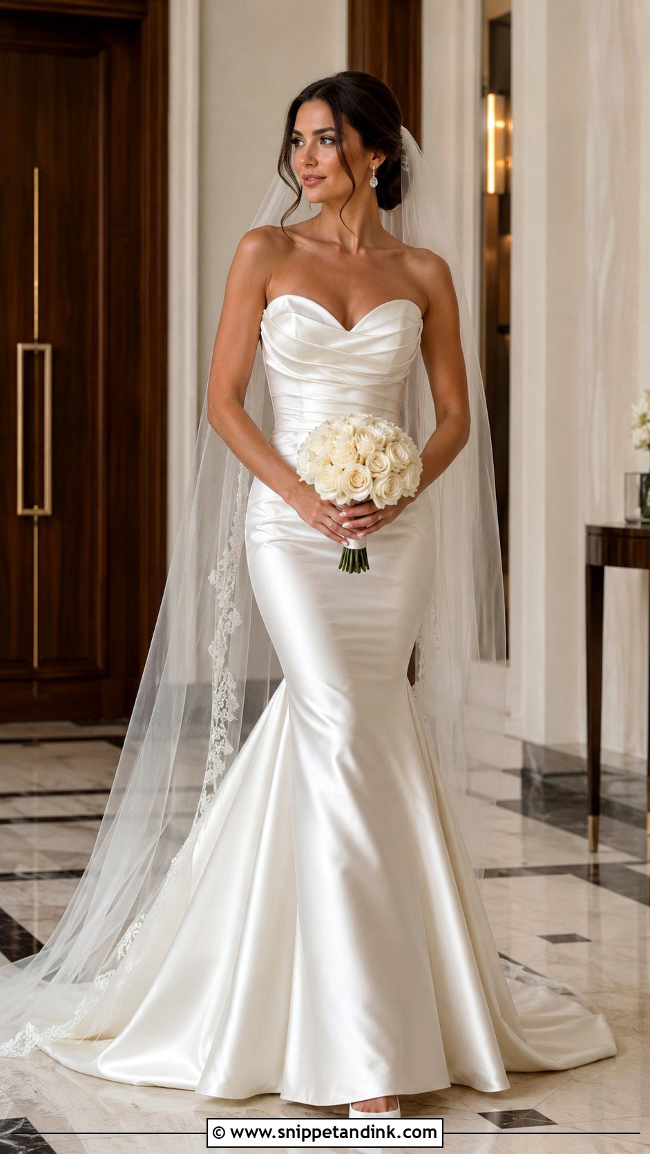 Satin Mermaid Wedding Dress With Draped Bodice - Snippet and Ink - 20 Classy Elegant Satin Wedding Dress Ideas
