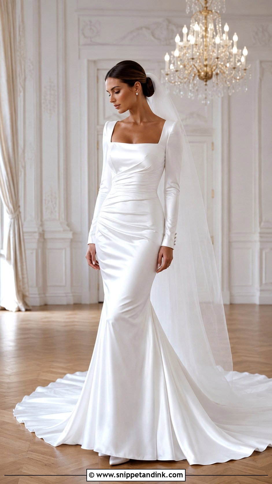 Satin Mermaid Wedding Dress With Long Sleeves - Snippet and Ink - 20 Mermaid with Sleeves Wedding Dresses