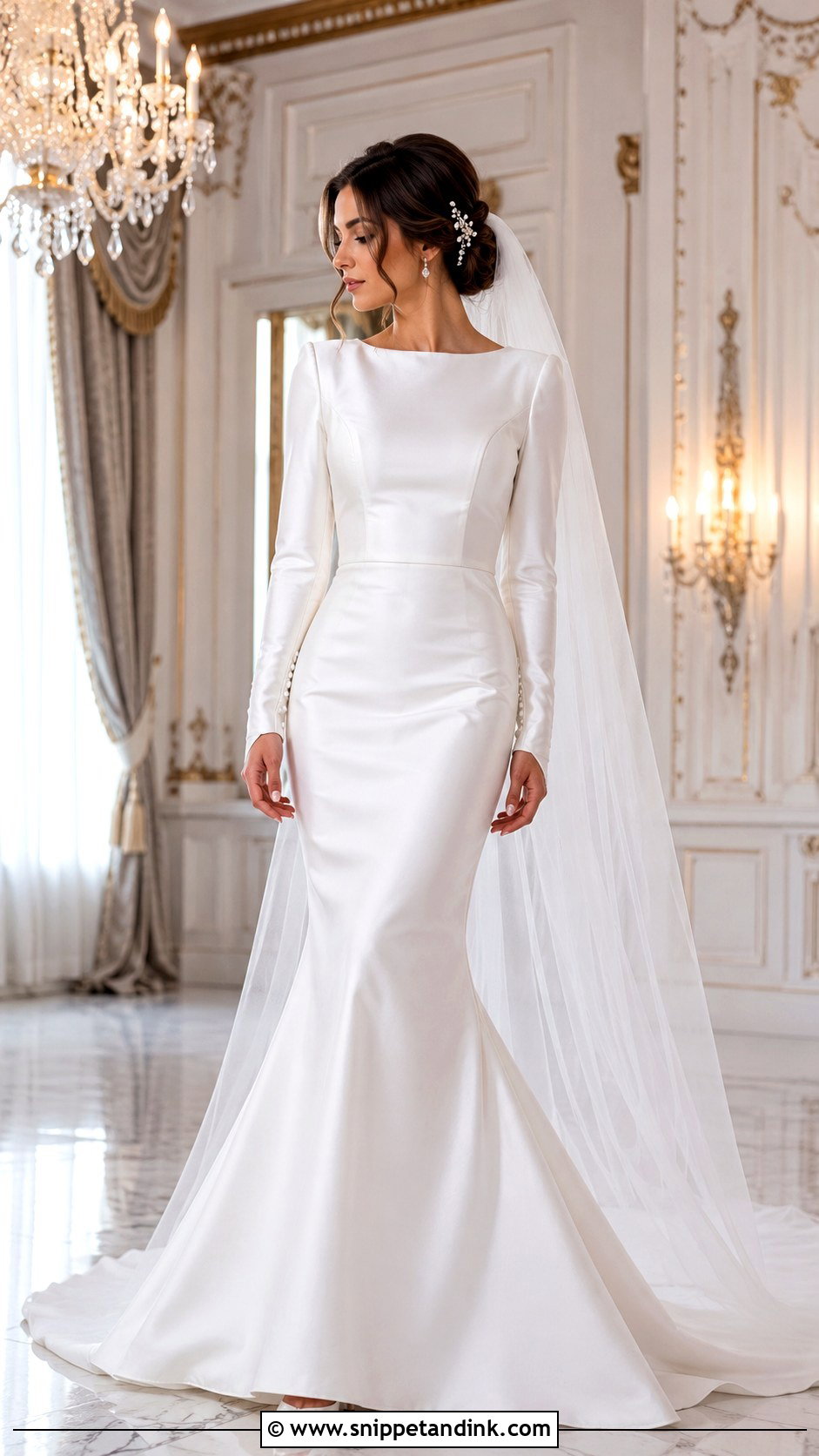 Satin Mermaid Wedding Dress With Long Sleeves - Snippet and Ink - 30 Mermaid Wedding Dress with Sleeves