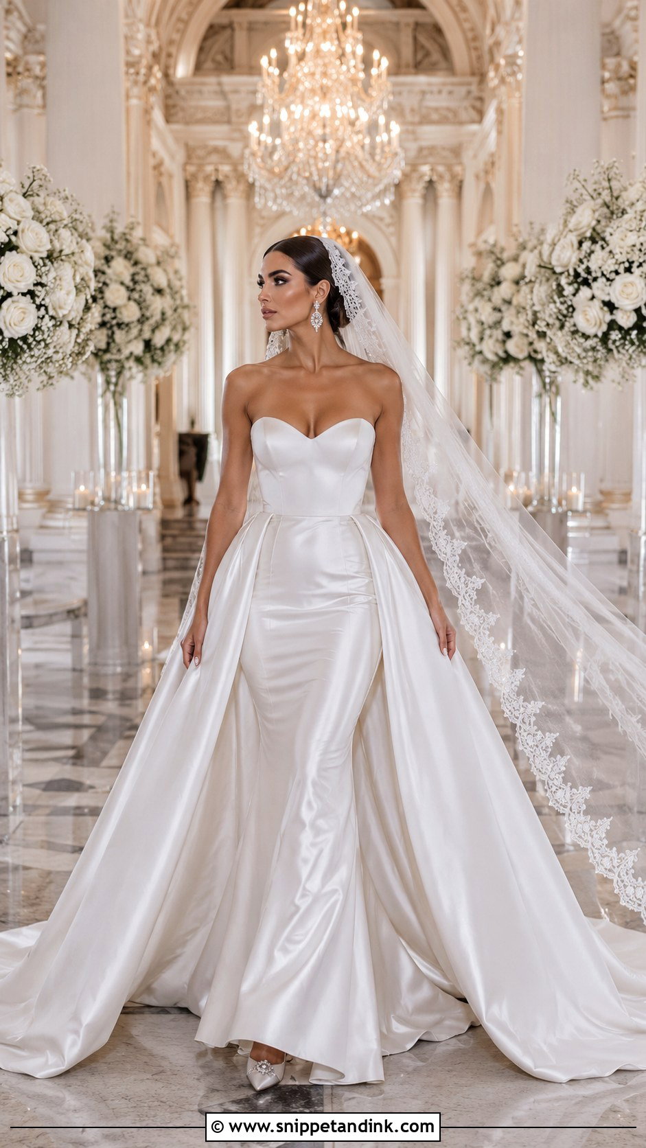 Satin Mermaid Wedding Dress With Overskirt - Snippet and Ink - 25 Satin Mermaid Wedding Dress Ideas