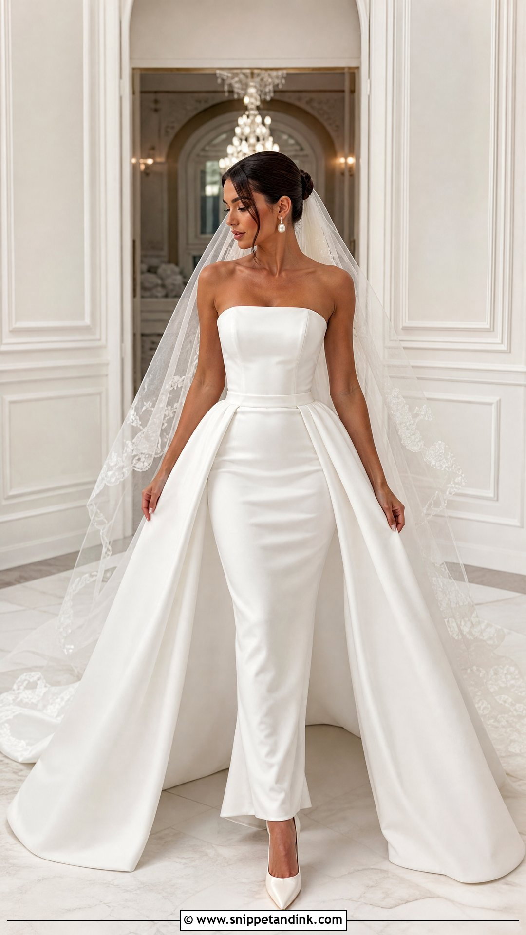 Satin Mermaid Wedding Dress With Removable Skirt - Snippet and Ink - 20 Removable Skirt Wedding Dress Ideas