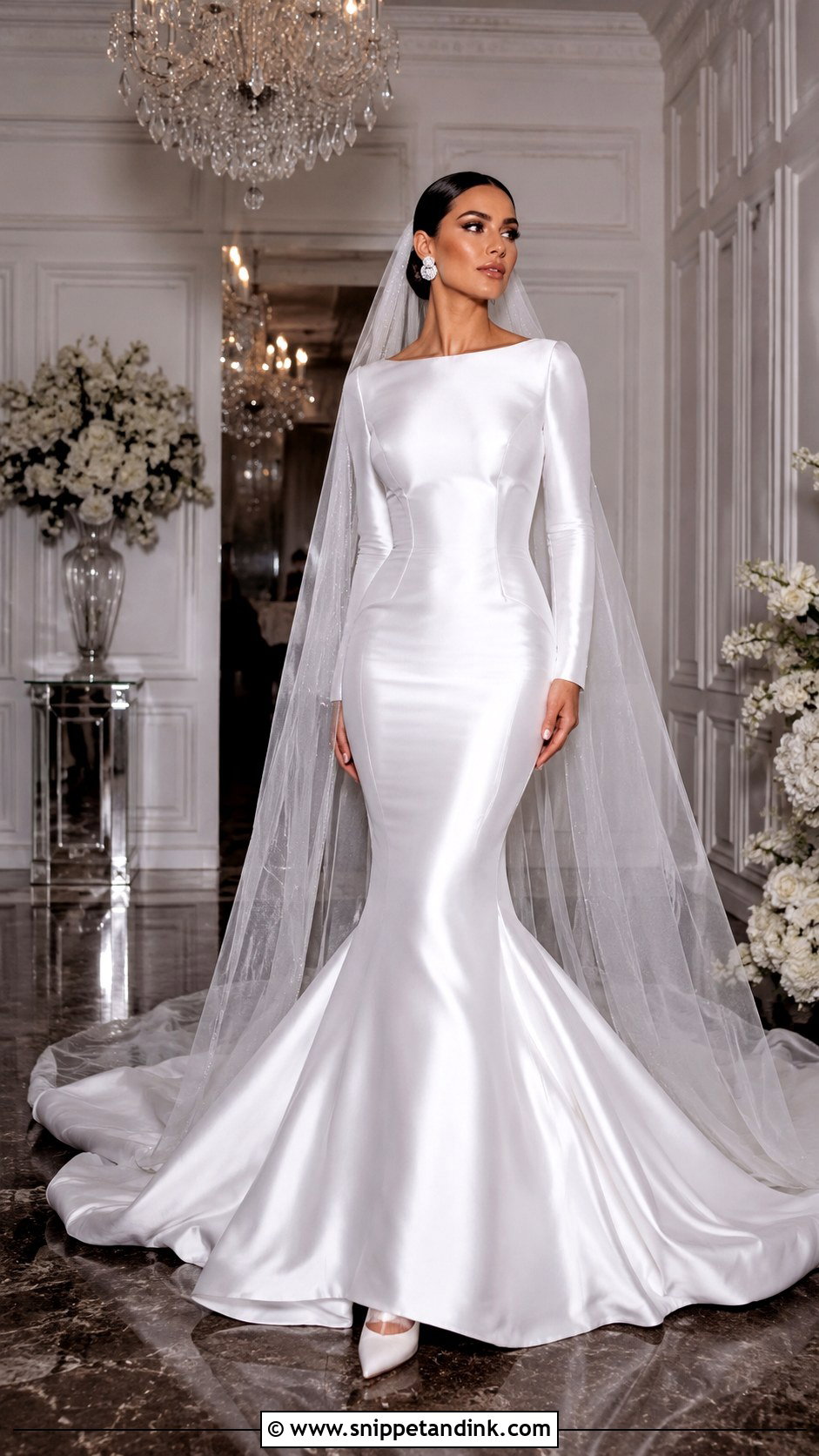 Satin Mermaid Wedding Dress With Sleeves - Snippet and Ink - 25 Satin Wedding Dress with Sleeves