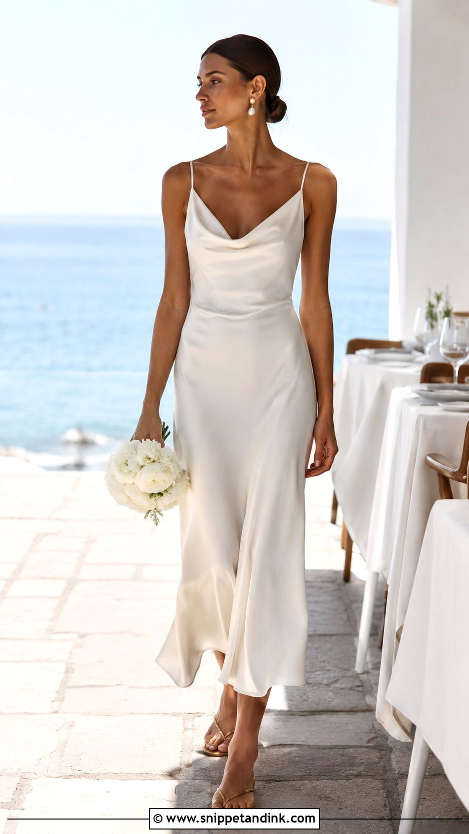 Satin Midi Beach Wedding Dress - Snippet and Ink - 20 Casual Beach Wedding Dress Ideas