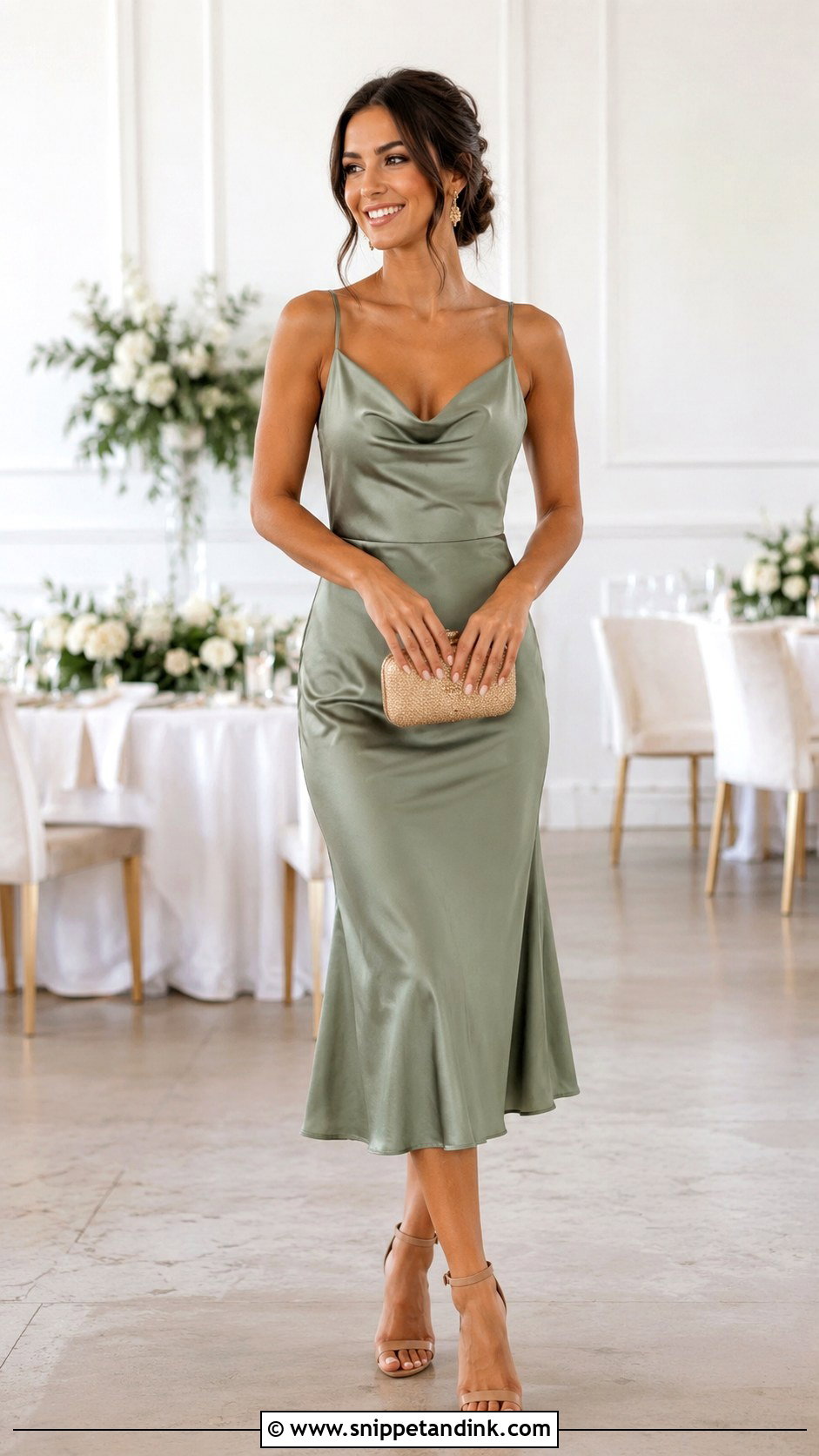 Satin Midi Dress Wedding Cocktail Attire - Snippet and Ink - 30 Wedding Cocktail Attire for Women Ideas