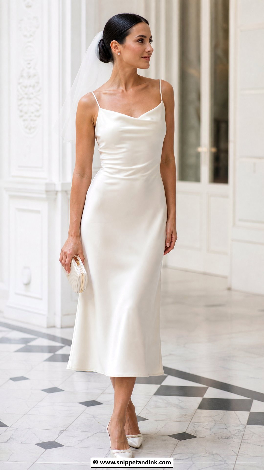Satin Midi Elopement Dress - Snippet and Ink - 35 Elopement Dress Ideas