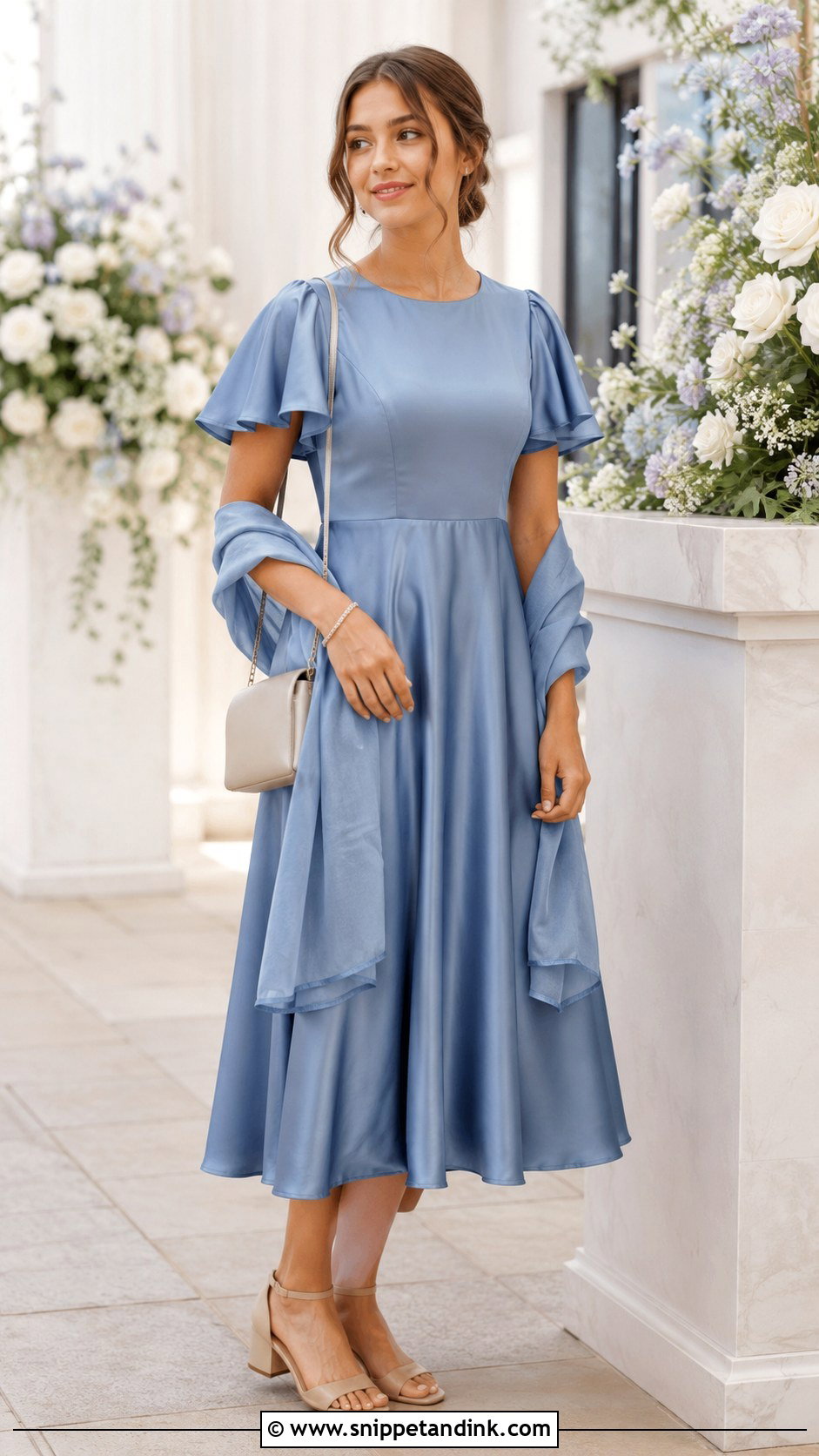 Satin Midi Junior Bridesmaid Wedding Outfit - Snippet and Ink - 20 Wedding Kids Outfit Ideas