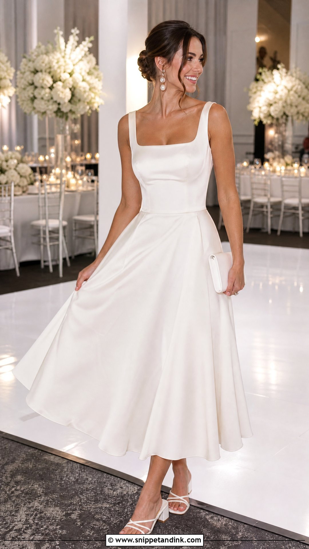 Satin Midi Wedding Dress - Snippet and Ink - 20 Wedding Dress Dance Ideas