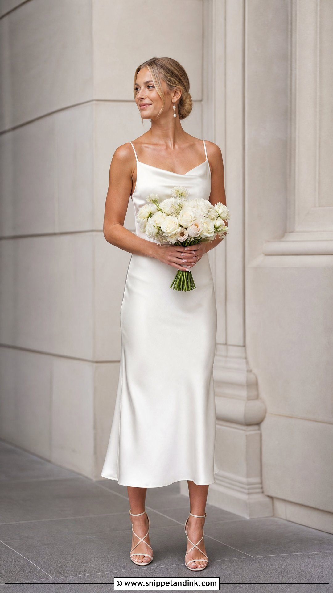 Satin Midi Wedding Dress - Snippet and Ink - 25 Mid Length Wedding Dress Ideas