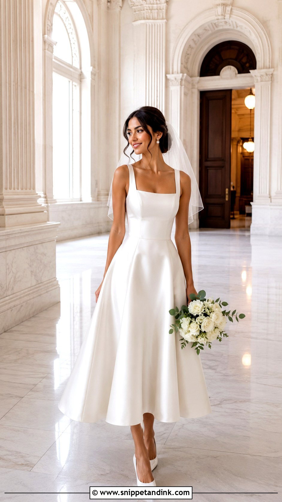 Satin Midi Wedding Dress - Snippet and Ink - 30 Satin Wedding Dresses