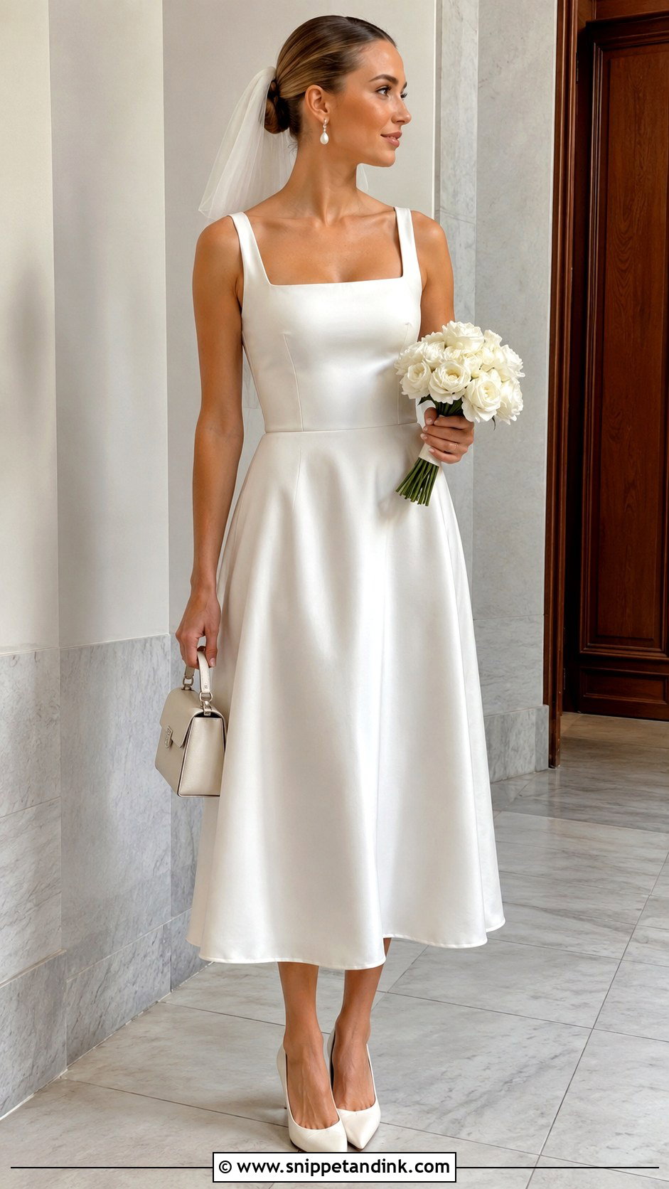 Satin Midi Wedding Dress - Snippet and Ink - 20 Contemporary Wedding Dress Ideas