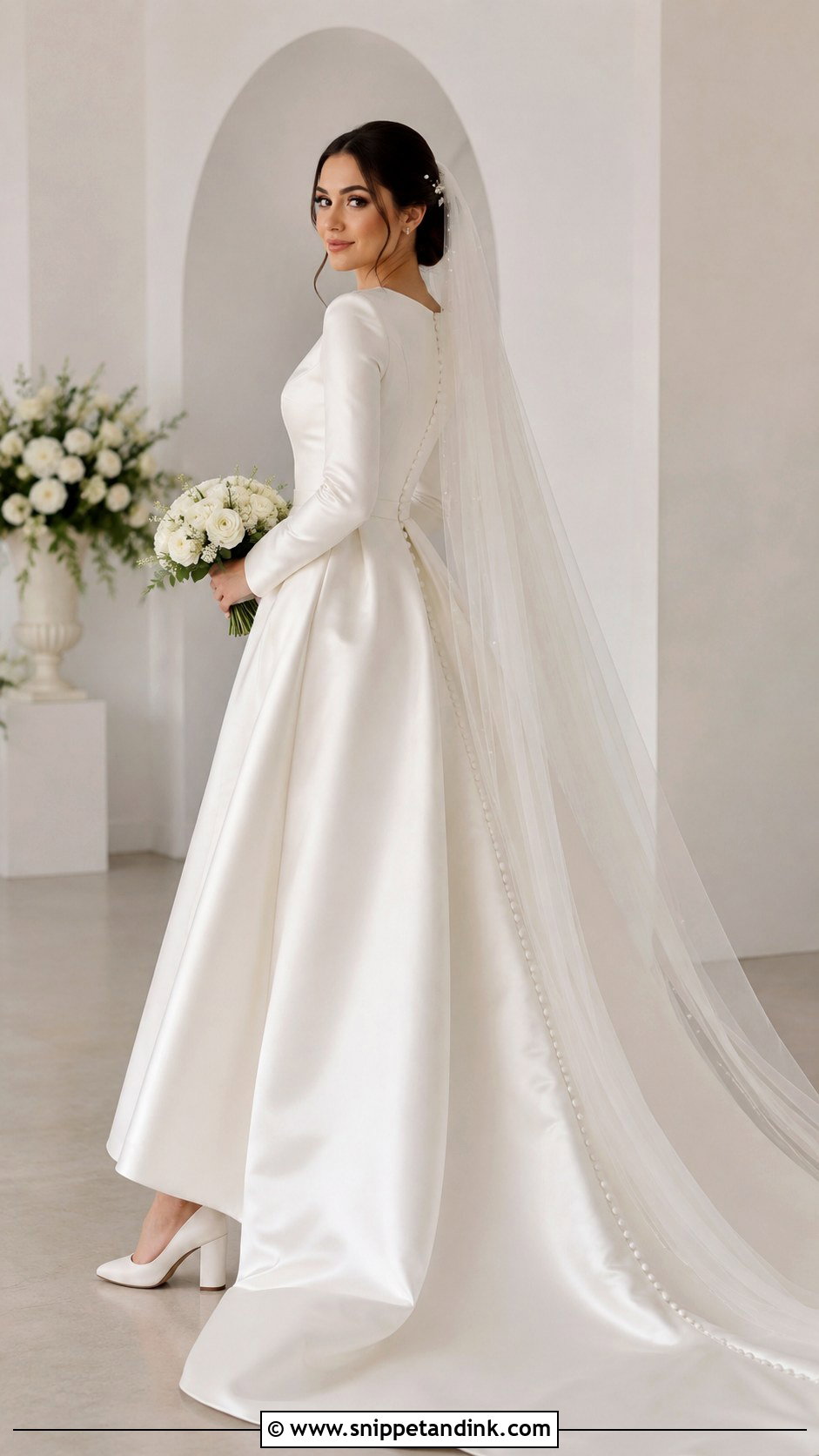 Satin Modest Wedding Dress With Long Sleeves - Snippet and Ink - 30 Modest Wedding Dresses with Sleeves
