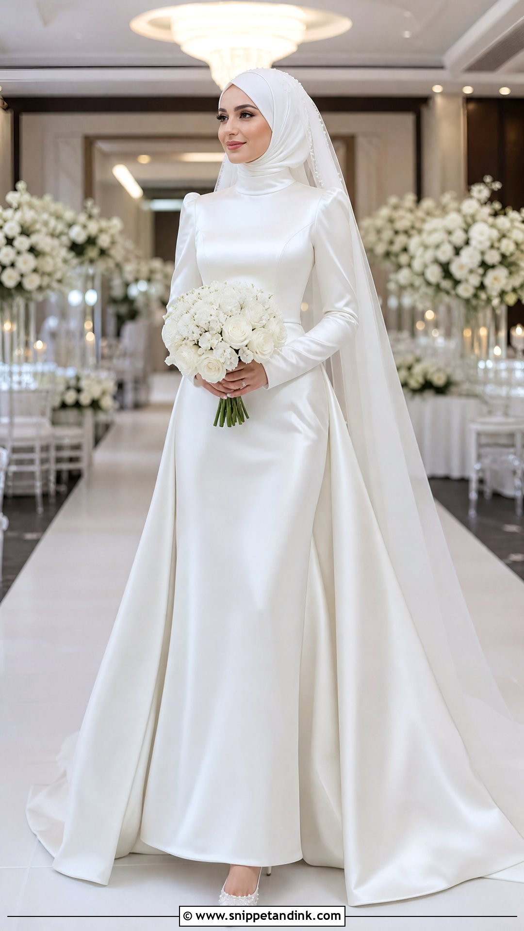 Satin Muslim Wedding Dress With Hijab - Snippet and Ink - 25 Muslim Wedding Dress Hijab Bride Ideas