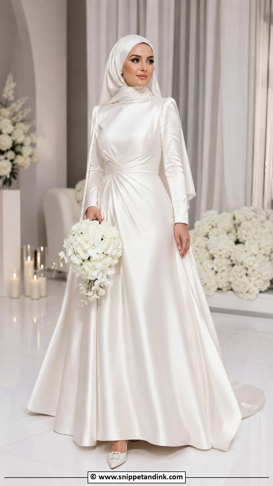 Satin Muslimah Wedding Dress - Snippet and Ink - 30 Muslimah Wedding Dress Ideas