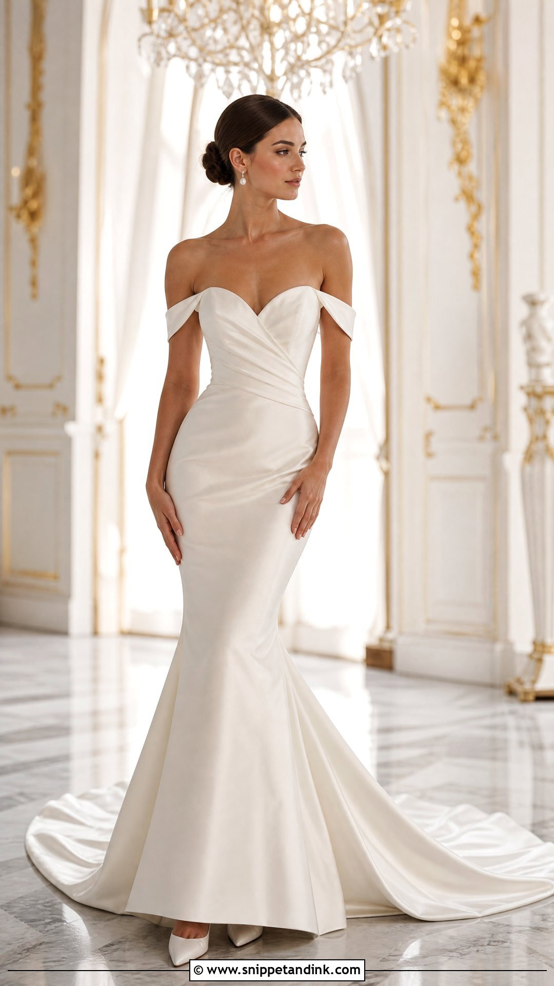 Satin Off Shoulder Mermaid Wedding Dress - Snippet and Ink - 20 Off Shoulder Mermaid Wedding Dress Ideas