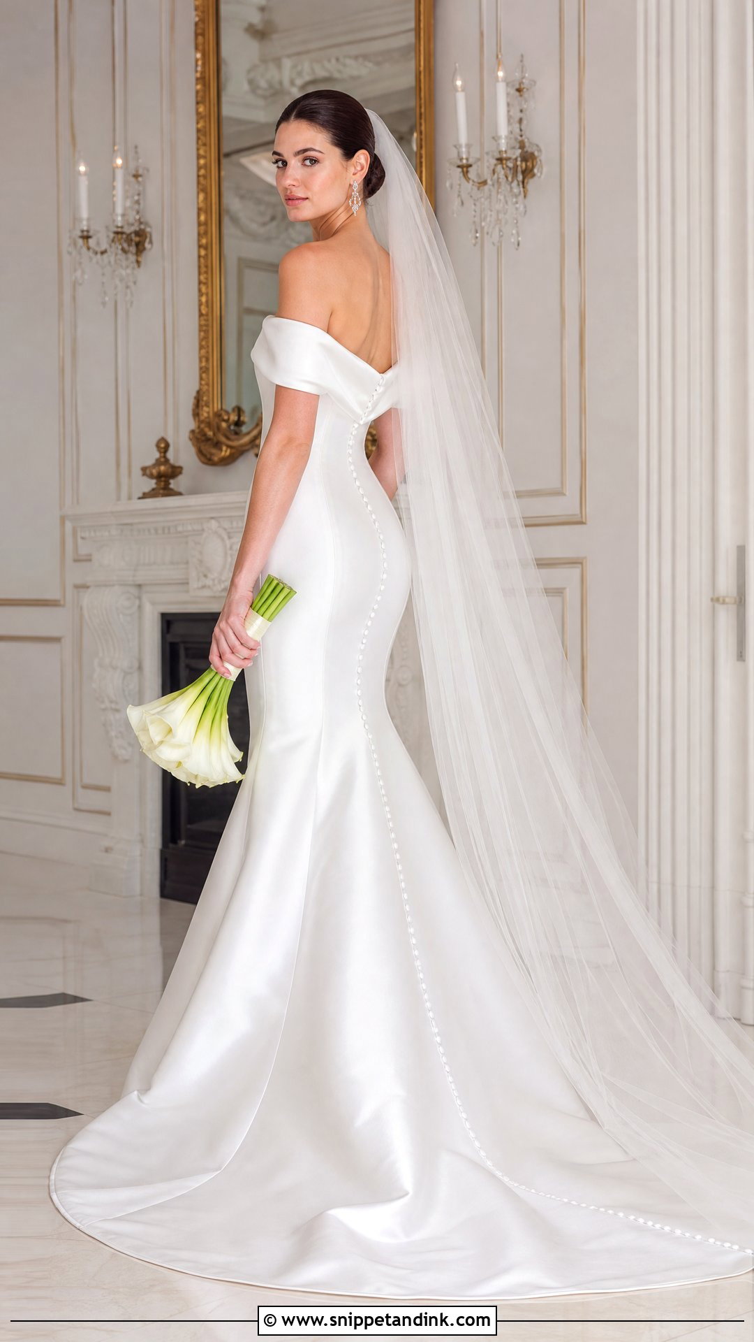 Satin Off the Shoulder Mermaid Wedding Dress - Snippet and Ink - 20 Off the Shoulder Mermaid Wedding Dress Ideas