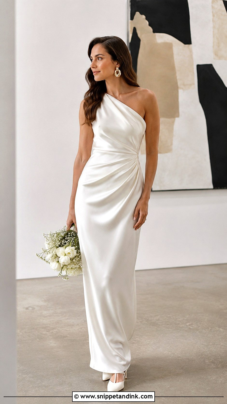 Satin One Shoulder Bride Dress - Snippet and Ink - 25 Satin Bride Dress Ideas