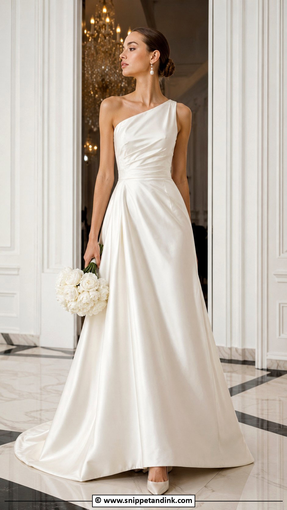 Satin One Shoulder Wedding Dress - Snippet and Ink - 30 One Shoulder Wedding Dress Ideas