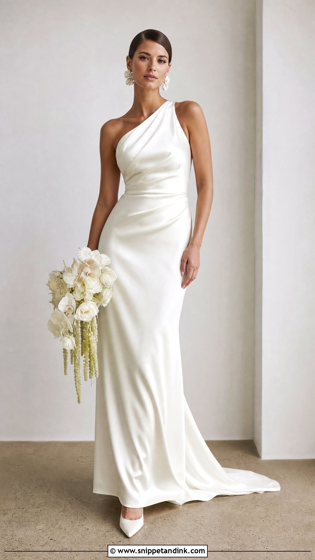 Satin One Shoulder Wedding Dress - Snippet and Ink - 25 Silky Wedding Dress Ideas