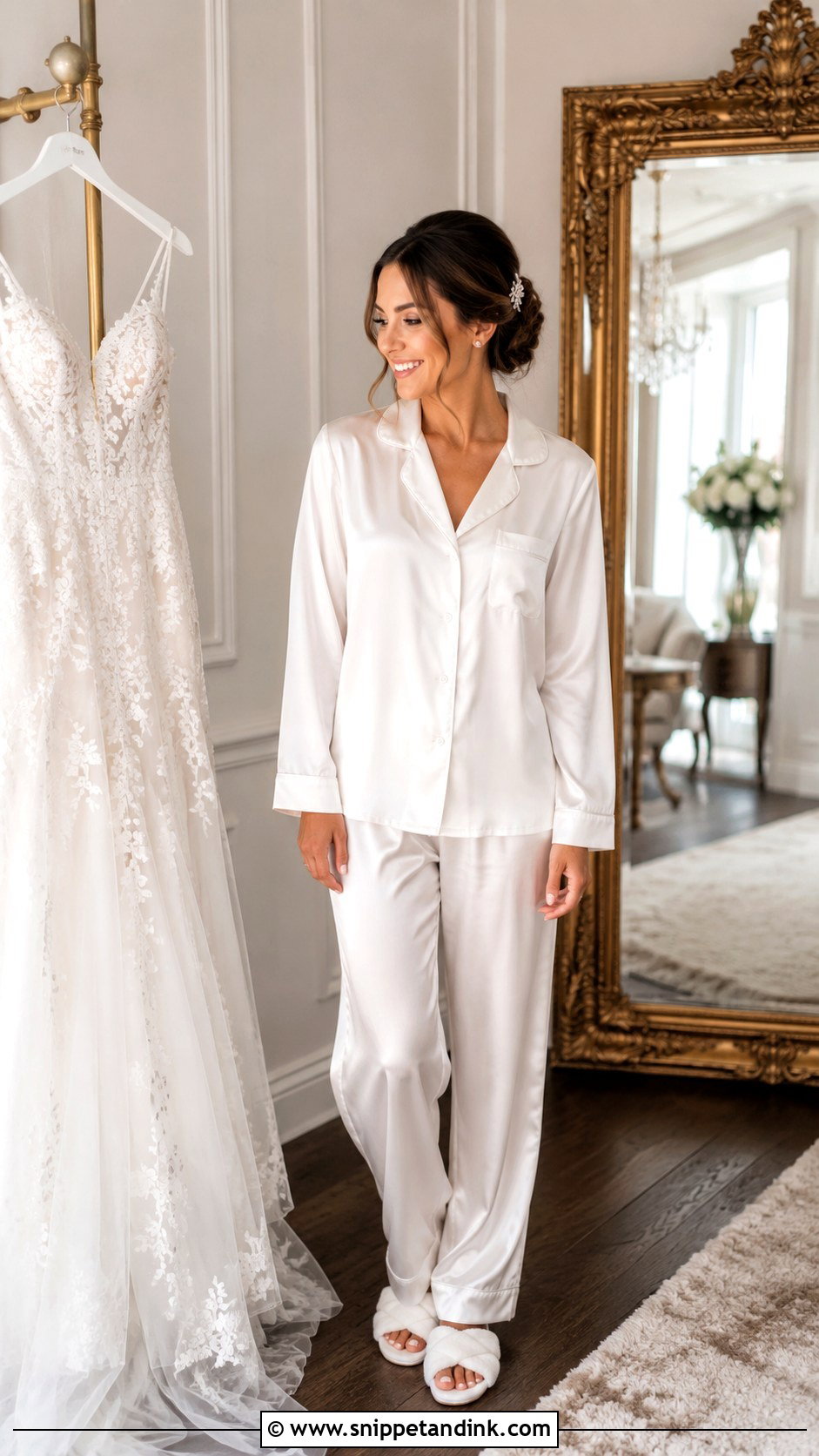 Satin Pajama Wedding Day Getting Ready Outfit - Snippet and Ink - 20 Wedding Day Getting Ready Outfit Ideas
