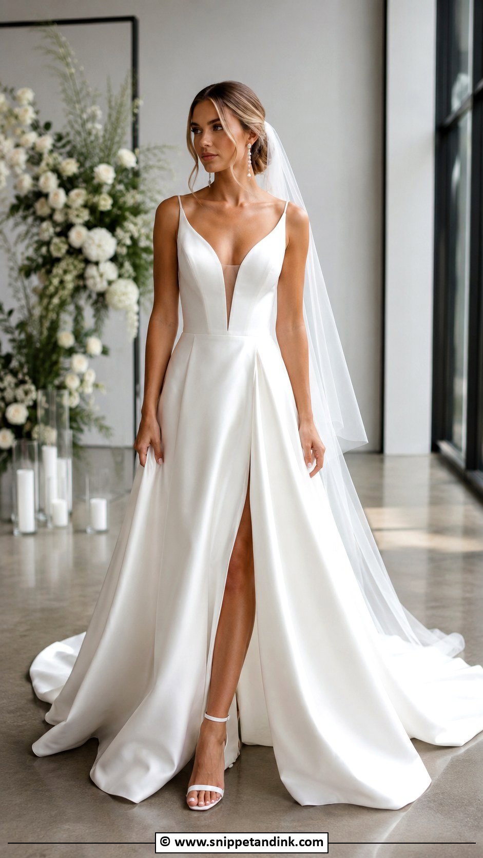 Satin Plunge Wedding Dress - Snippet and Ink - 35 Satin Wedding Dress Ideas