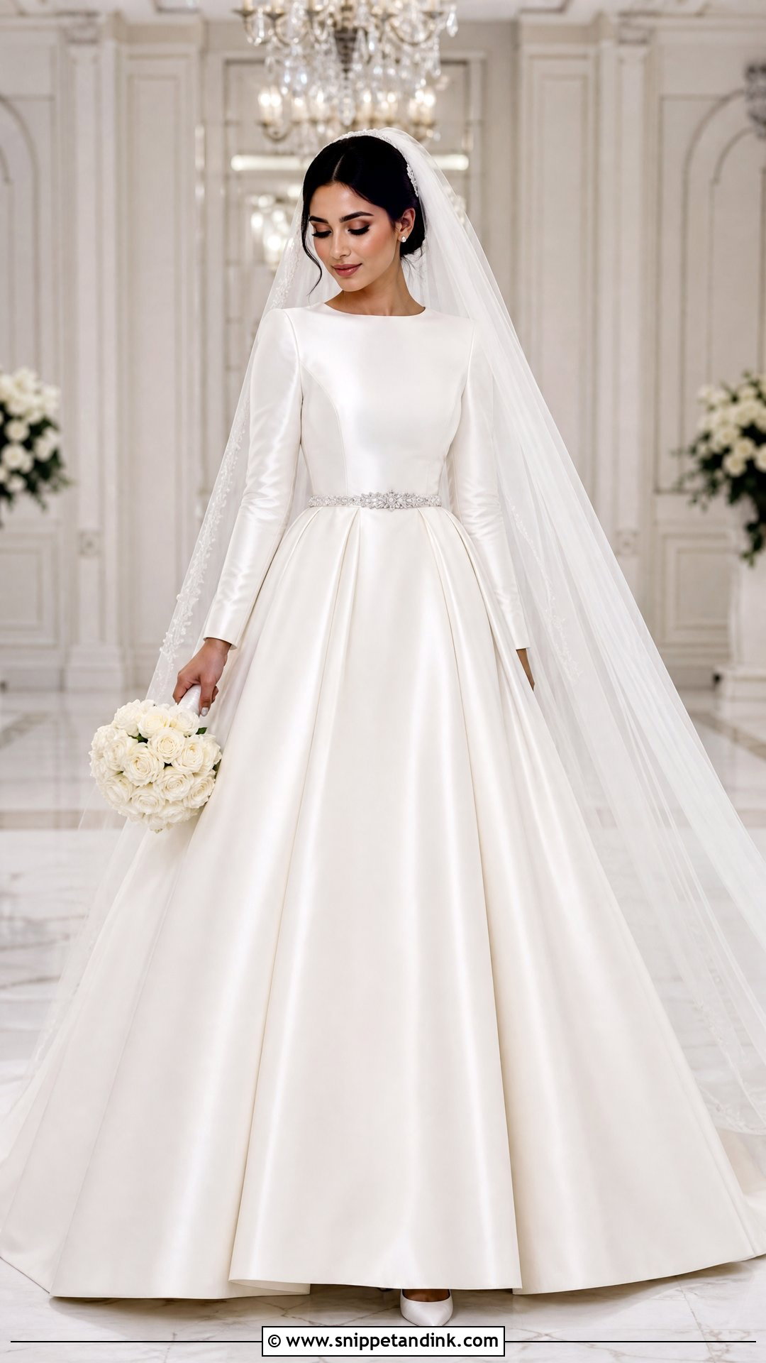Satin Princess Arab Wedding Dress - Snippet and Ink - 25 Arab Wedding Dresses