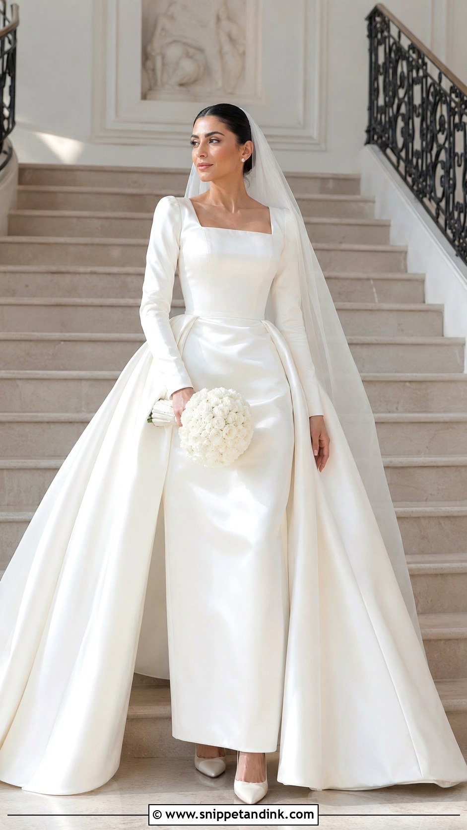 Satin Princess Wedding Dress With Overskirt - Snippet and Ink - 20 Middle Eastern Wedding Dress Ideas