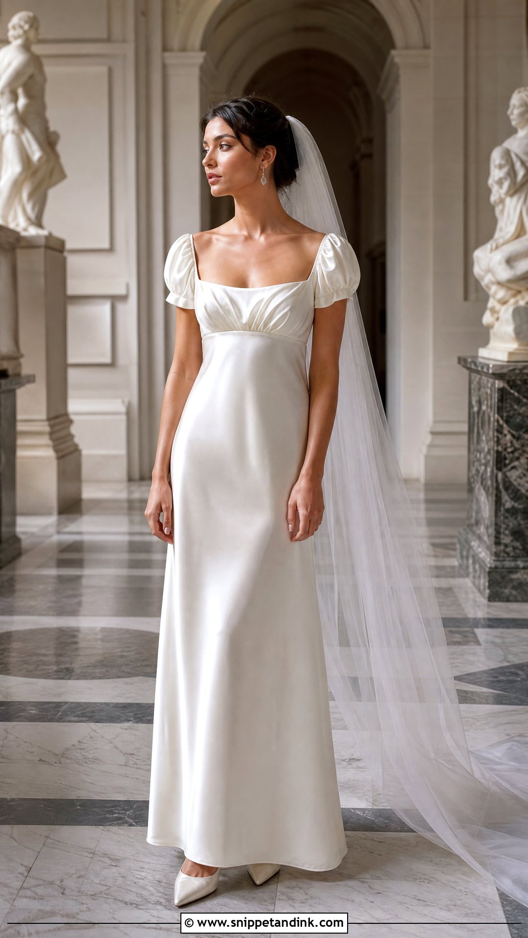 Satin Regency Wedding Dress - Snippet and Ink - 20 Regency Inspired Wedding Dress Ideas