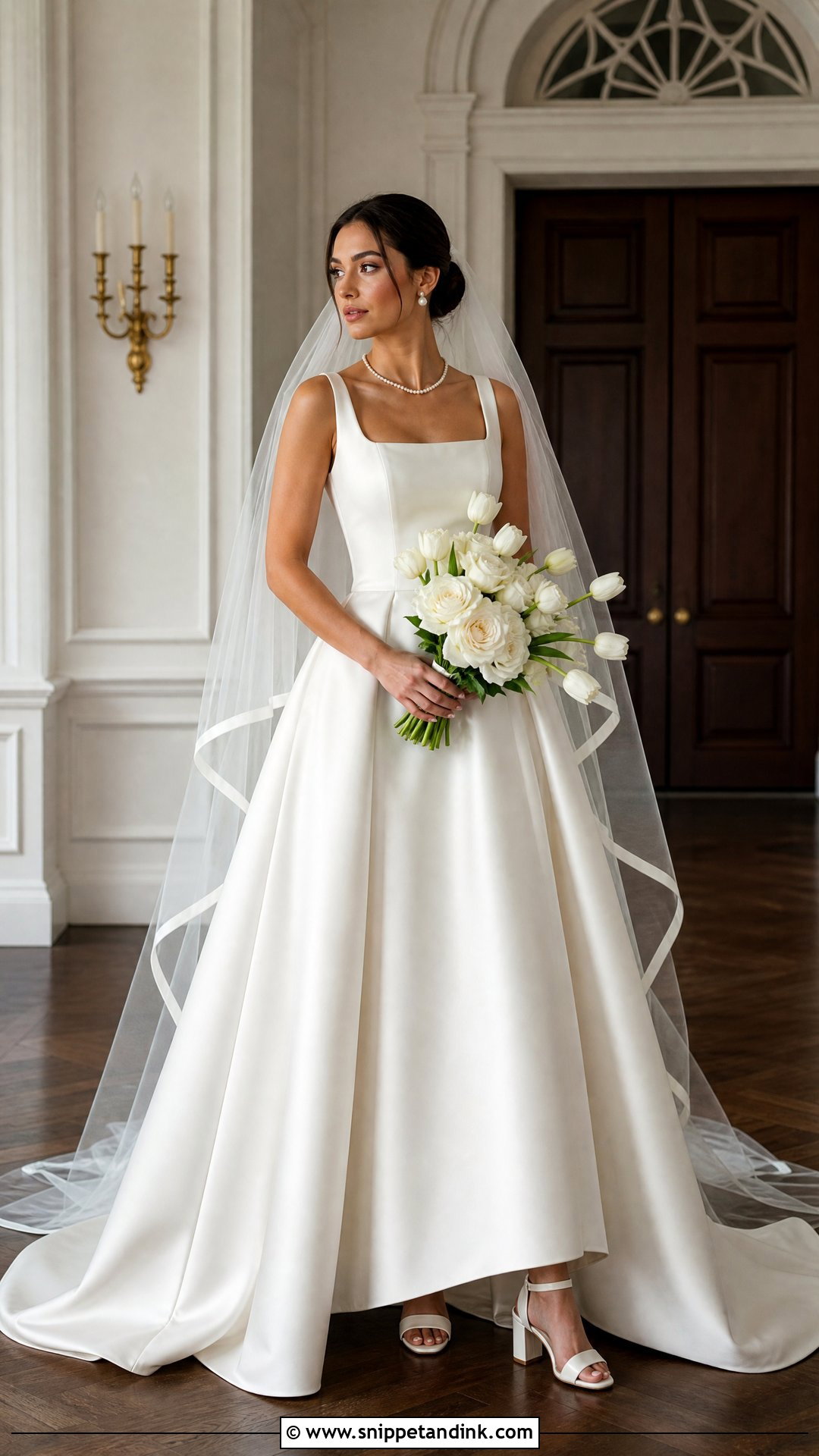 Satin Reign Wedding Dress With Square Neckline - Snippet and Ink - 20 Reign Wedding Dress Ideas