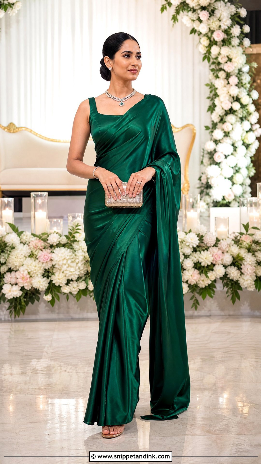 Satin Saree Outfit For Engagement Function - Snippet and Ink - 25 Marriage Function Dress Ideas