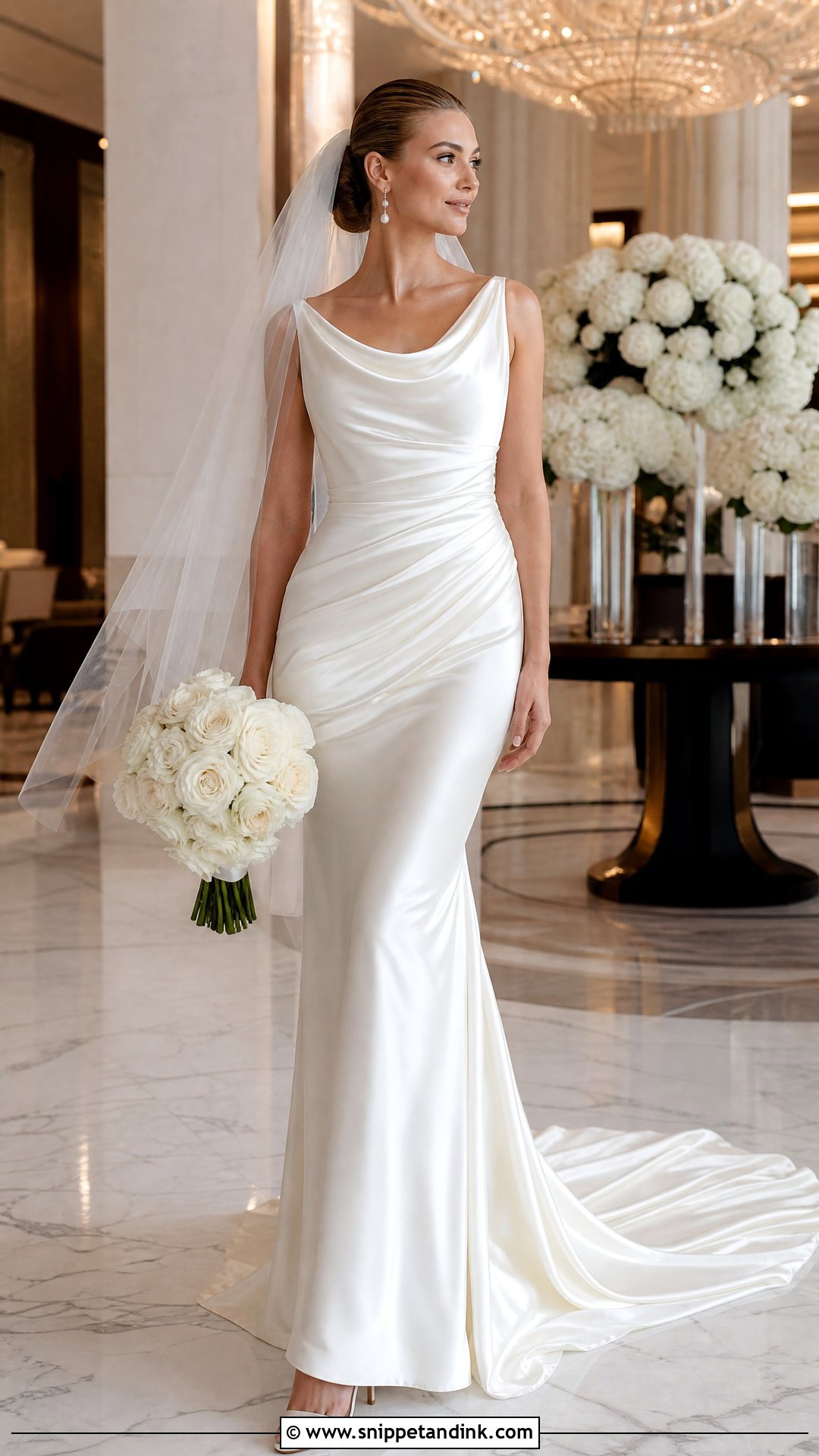Satin Serpentina Wedding Gown With Draping - Snippet and Ink - 20 Serpentina Wedding Gown Ideas