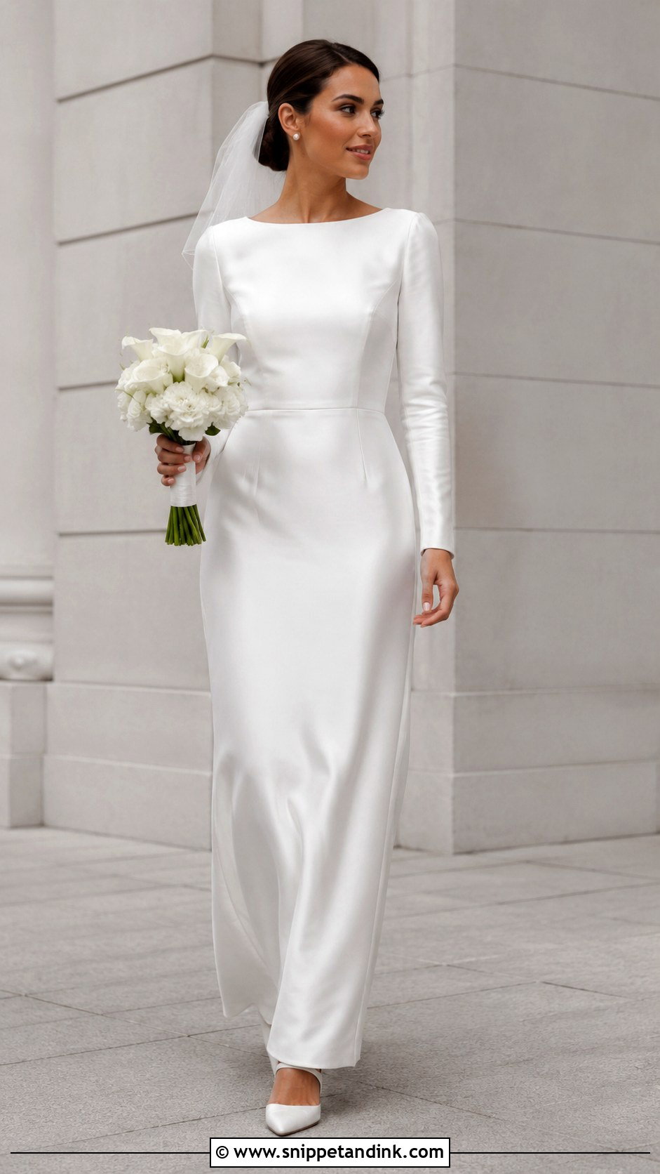 Satin Sheath Wedding Dress With Sleeves - Snippet and Ink - 25 Satin Wedding Dress with Sleeves