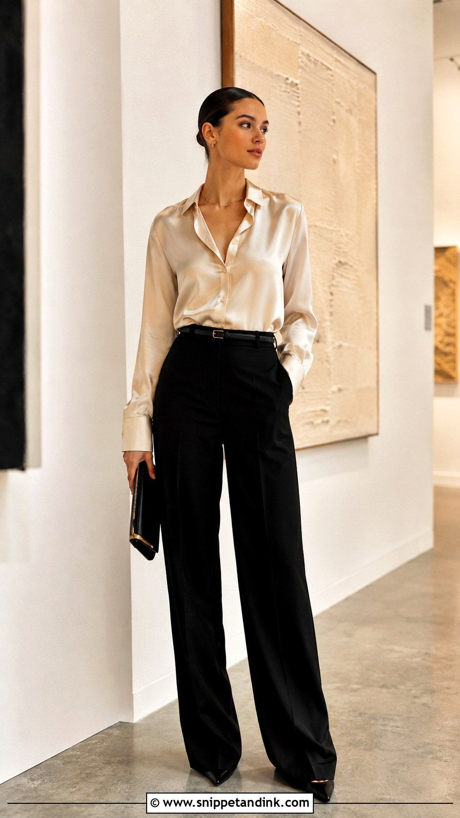 Satin Shirt And Trouser Wedding Outfit - Snippet and Ink - 25 Gender Neutral Wedding Outfit Ideas