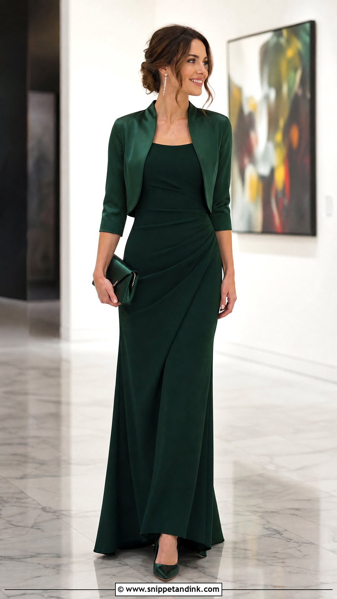 Satin Shrug With Crepe Gown - Snippet and Ink - 25 Shrug Outfit Ideas for Wedding