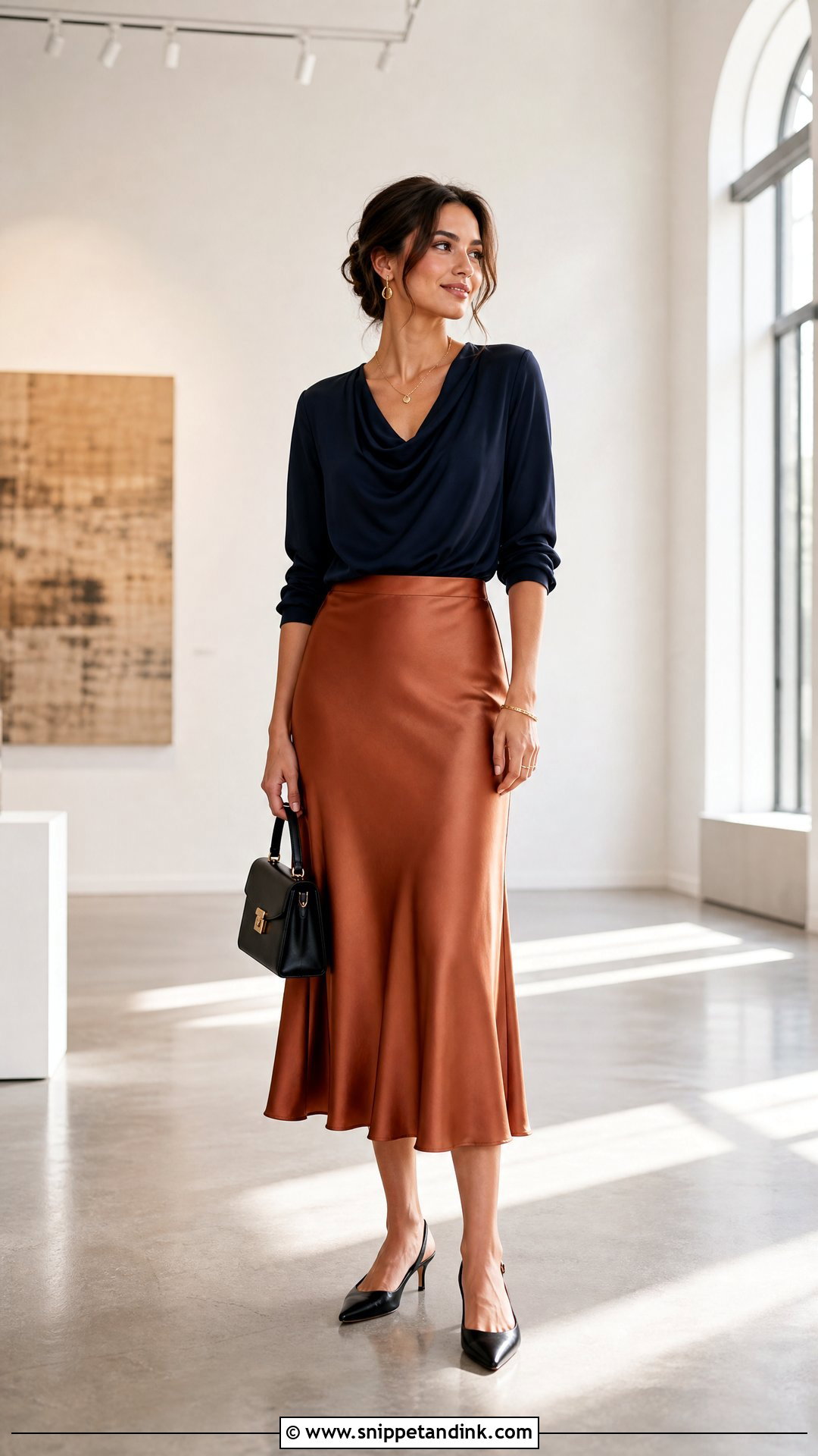 Satin Skirt And Blouse Casual Wedding Outfit - Snippet and Ink - 20 What to Wear to a Casual Wedding Ideas