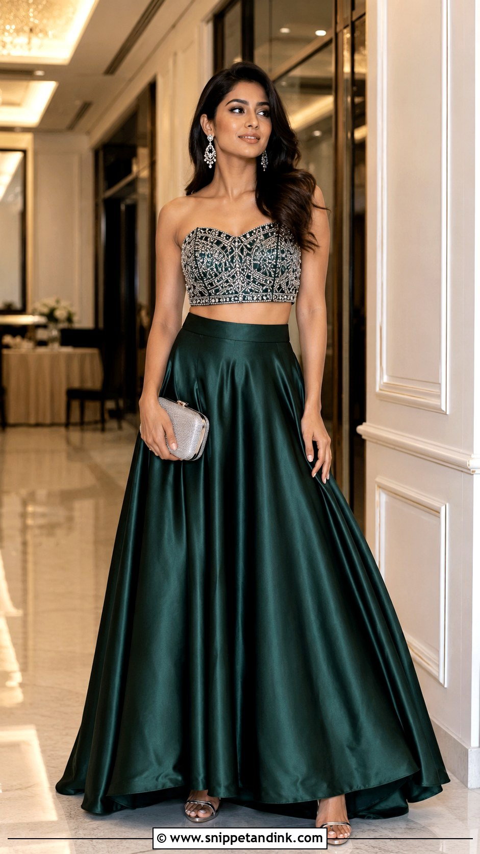 Satin Skirt And Crop Top For Reception - Snippet and Ink - 25 Skirt and Crop Top Indian Weddings Ideas