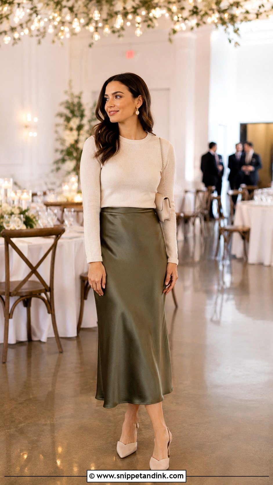 Satin Skirt And Knit Top Wedding Attire - Snippet and Ink - 25 Dressy Casual Wedding Attire Ideas